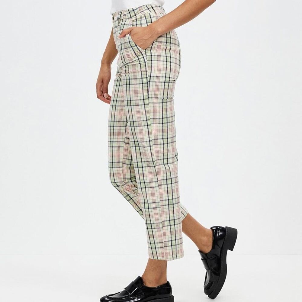 NWOT Brixton Victory Dove Plaid Cropped Chino Trouser Pants Women’s Size 27